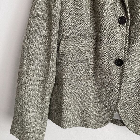 J. Crew Schoolboy Blazer Suede Elbow Patches 100% Wool Size 10 Gray Beige Mix - Picture 5 of 11